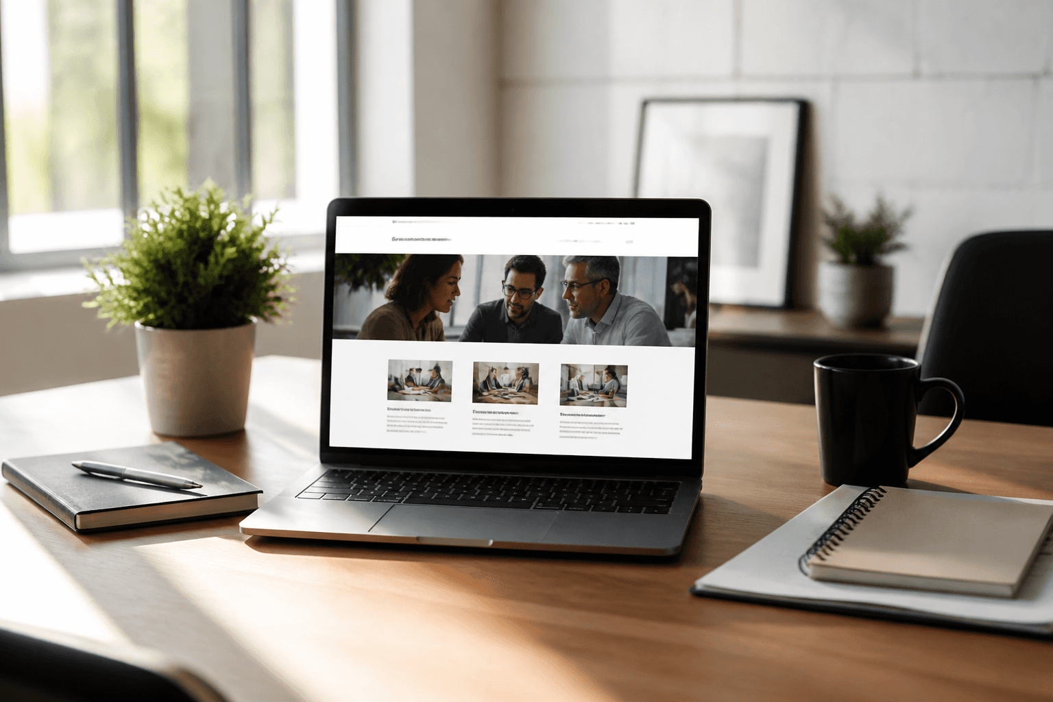 Business website on a laptop for company launch